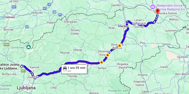 Travel from Ljubljana to Radenci