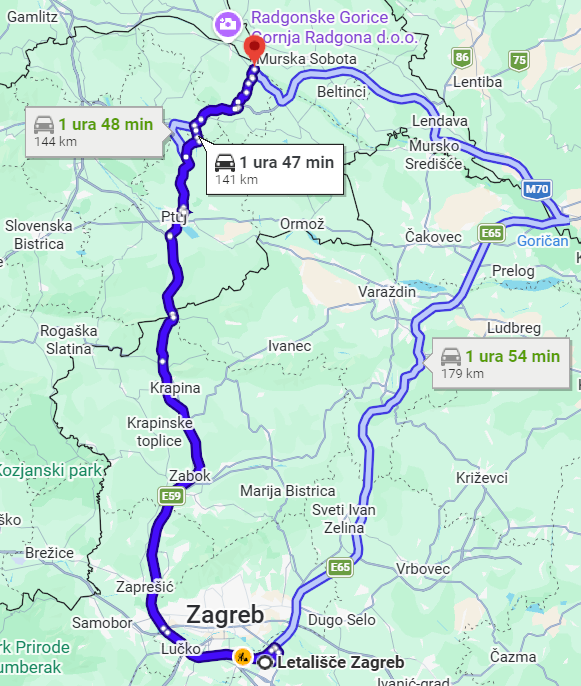 Travel from Zagreb to Radenci
